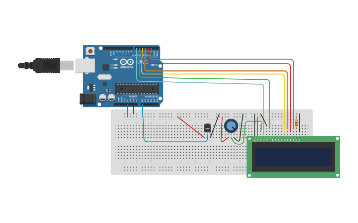 Circuit design Sensor de temperatura con LCD y arduino - Tinkercad