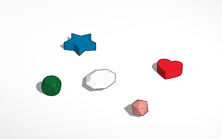 3D design 5 different objects - Tinkercad