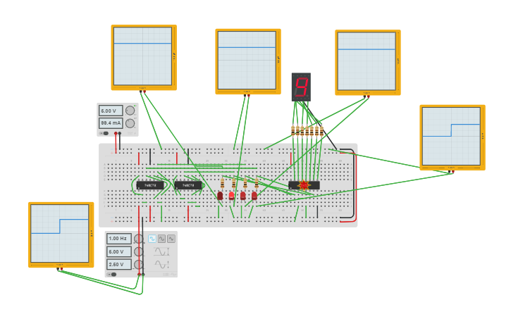 Circuit design JK Flip Flop Counter - Tinkercad