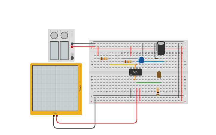 Circuit design pulse width modulation using 555 timer - Tinkercad