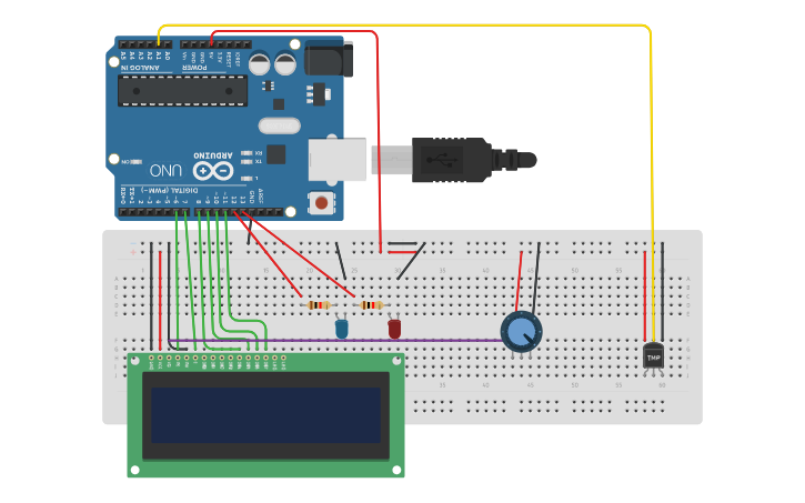 Circuit design lm35 con arduino y leds - Tinkercad