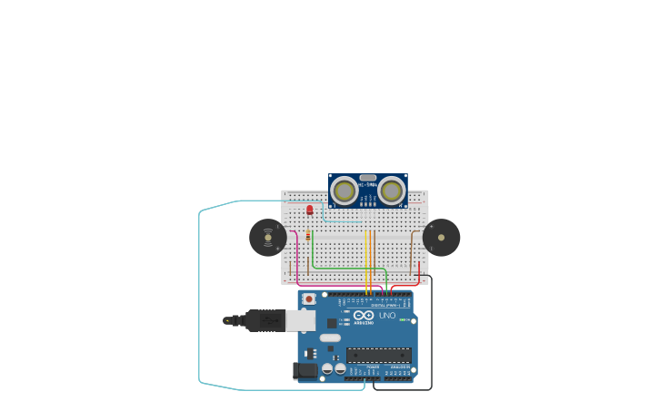 Blinder Arduino Circuit design Smart Blind Stick using Arduino - Tinkercad