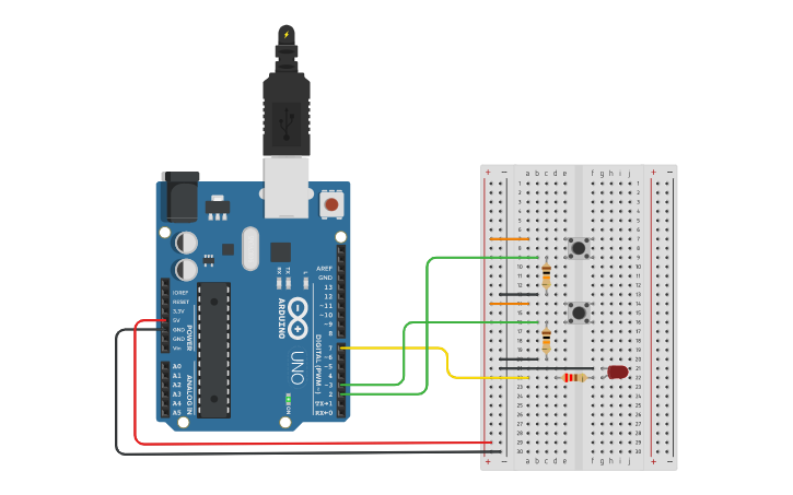 Circuit design Push-Button - Tinkercad