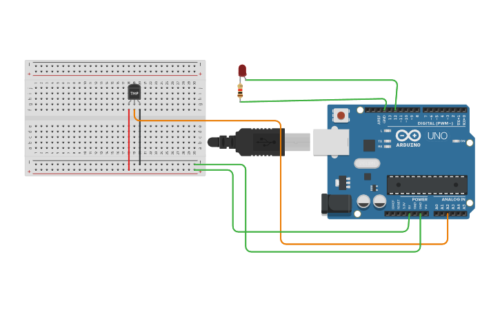 Circuit design medir temperatura y lcd - Tinkercad