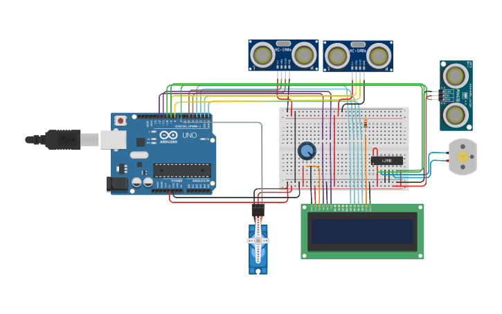 Circuit design Automatic hand soap and hand dryer - Tinkercad
