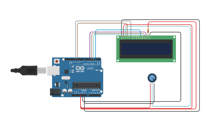 Circuit design Interfacing LCD with Arduino - Tinkercad