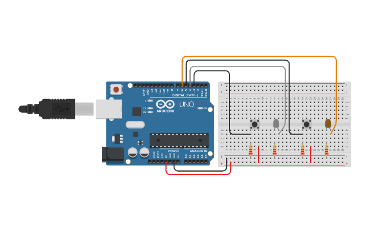 Circuit design 2 push button - Tinkercad