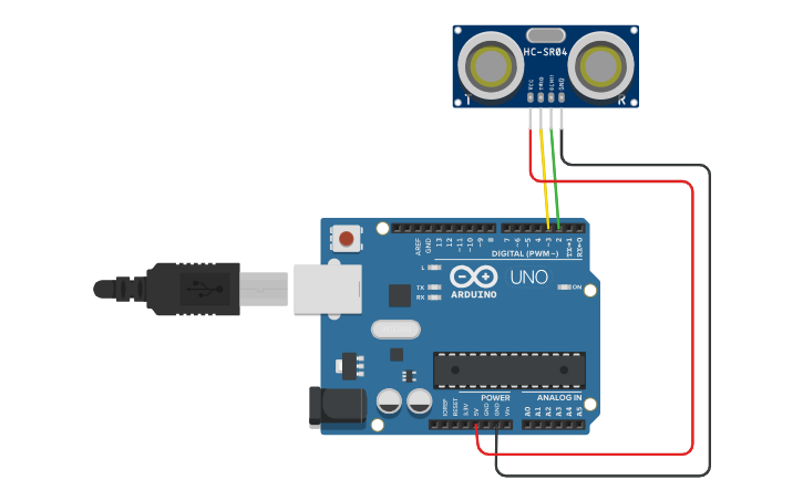 Circuit design Distance sensor - Tinkercad