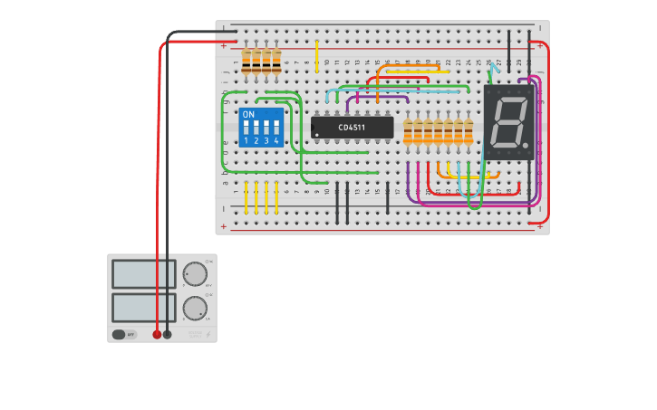 Circuit design 7 segmentos - Tinkercad