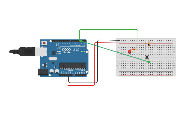 Circuit design Encender un led con pulsador en modo switch - Tinkercad