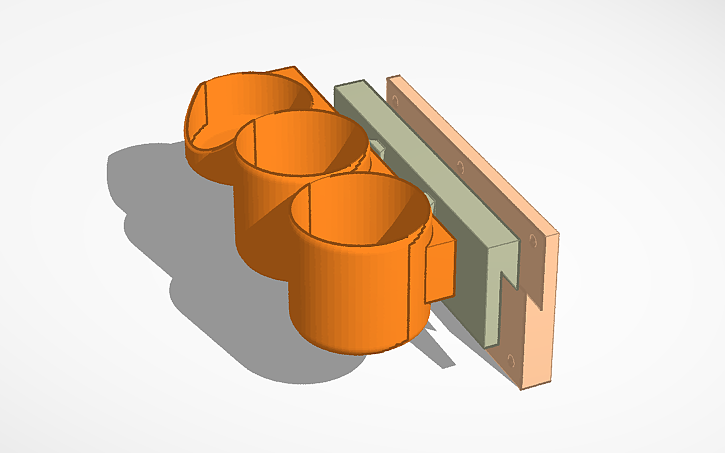 3D design French Cleat System v4 3 x cup holders - Tinkercad