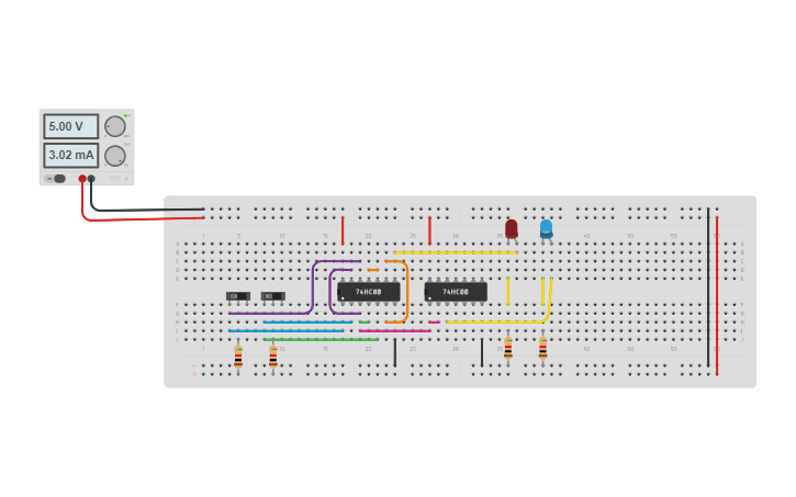 Circuit design HALF ADDER USING NAND GATE - Tinkercad