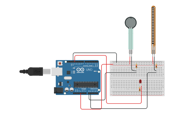 Circuit design FSR + FLEX Simulation - Tinkercad