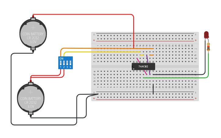 Circuit design AND using NOR Gate - Tinkercad