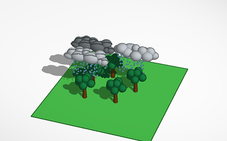 3D design Rain drops and Clouds - Tinkercad