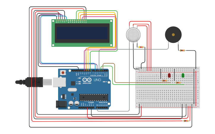 Circuit design Arduino Gas Detector - Tinkercad