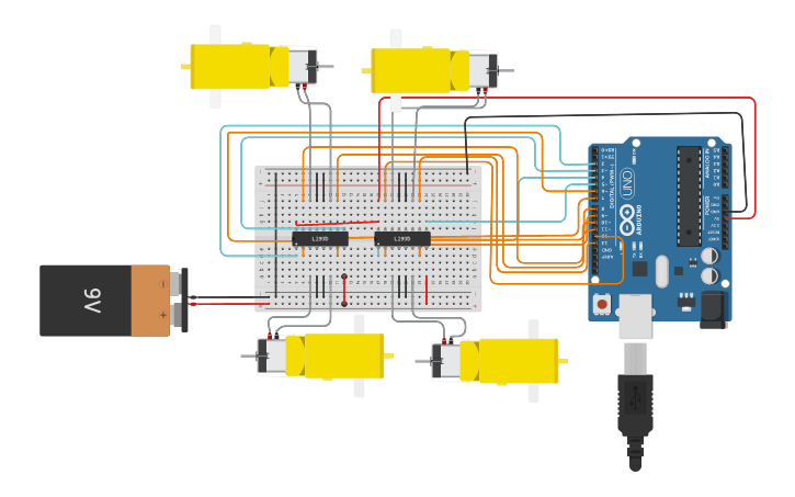 Circuit design arduino car - Tinkercad