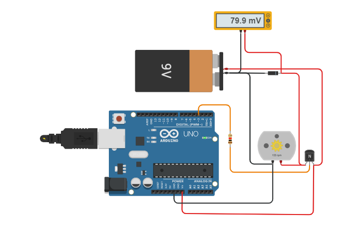 Circuit design Arduino motor control - Tinkercad