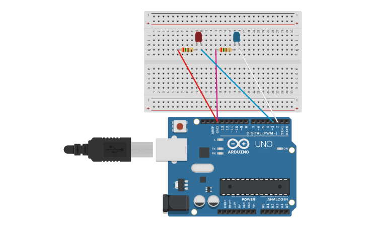 Circuit design police lights - Tinkercad