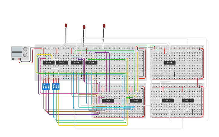 Circuit design 4 bit comparator - Tinkercad