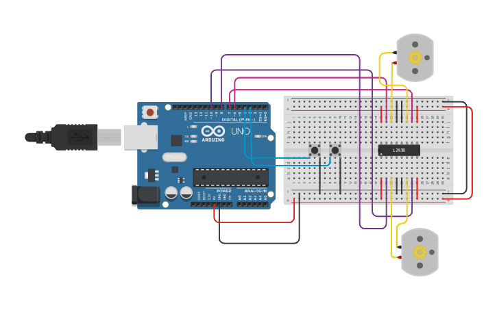 Circuit design motor controller - Tinkercad