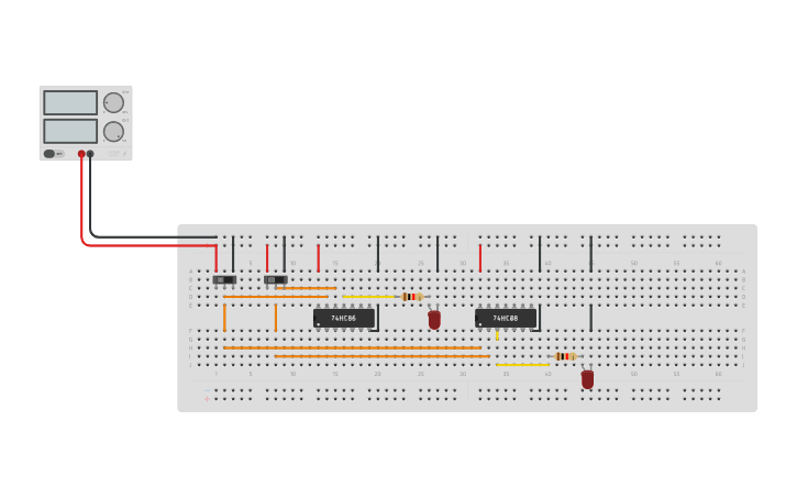 Circuit design Half Adder - Tinkercad