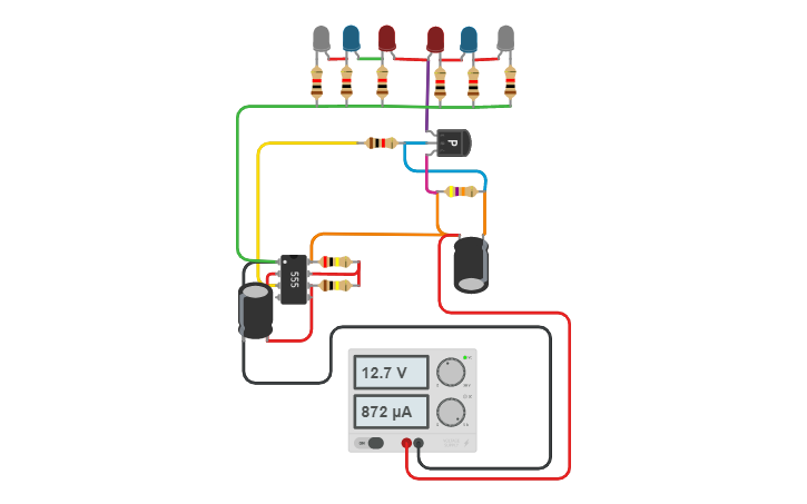 Circuit design LED Chaser - Tinkercad