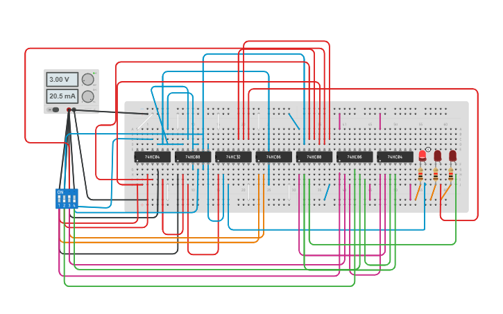 Circuit design 2BIT COmparator - Tinkercad