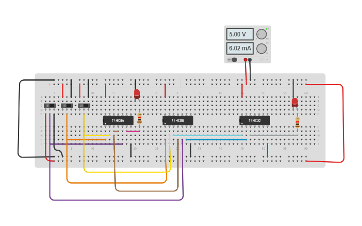 Circuit design Full adder using basic gates - Tinkercad