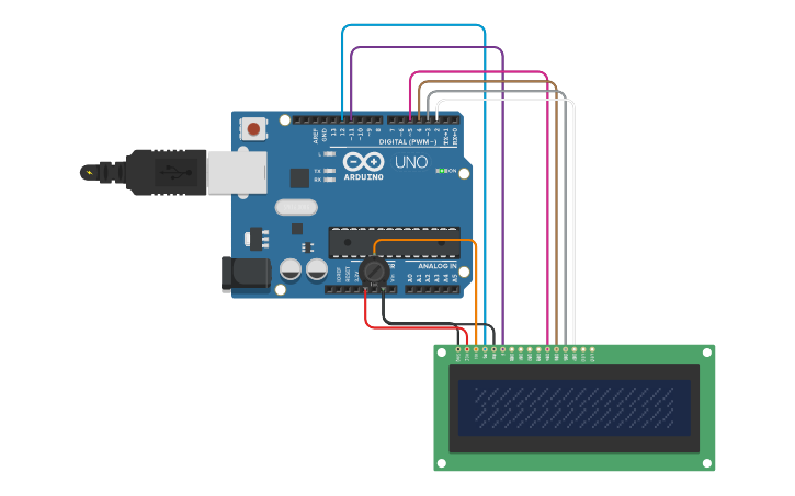 Circuit design lcd arduino - Tinkercad