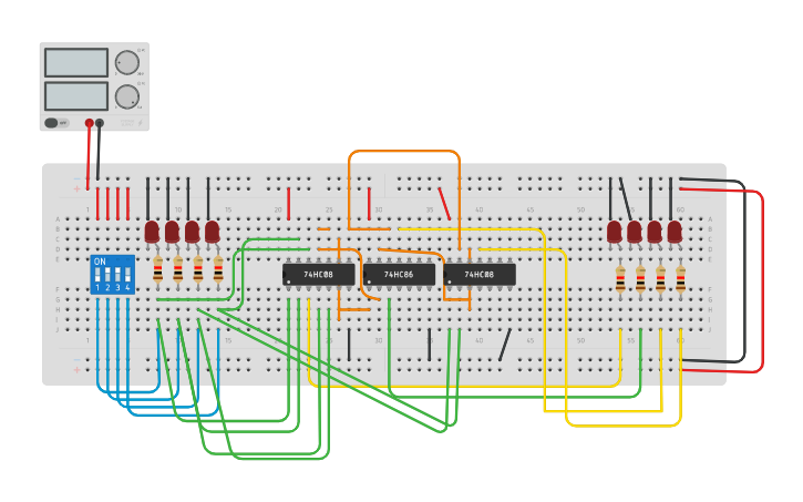 Circuit design 2-Bit Binary Multiplier - Tinkercad