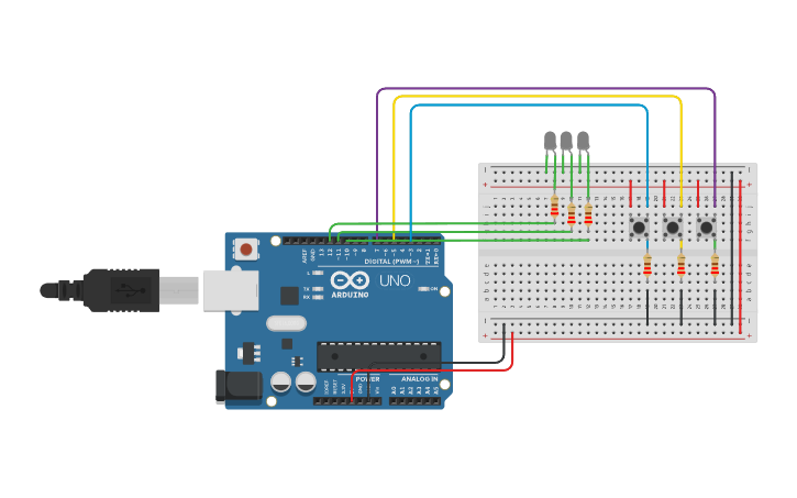 Circuit design Binary - Tinkercad