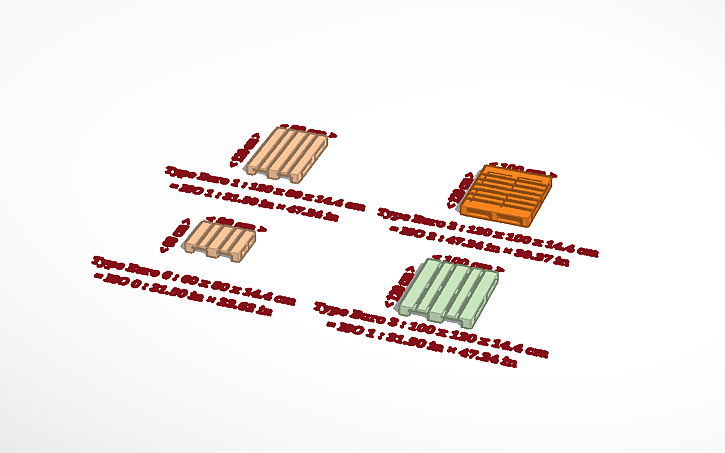 3D design Standard Euro Pallet all sizes - Tinkercad