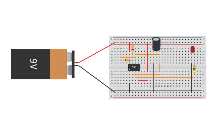 Circuit design 555 TIMER IC - Tinkercad