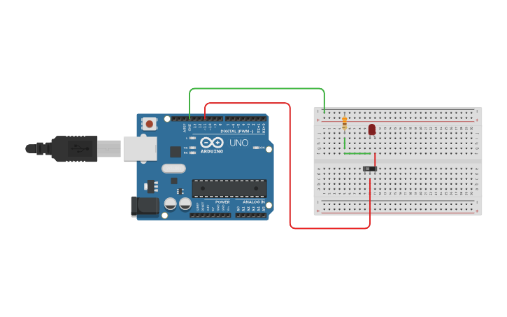 Circuit design Blinking LED with Switch using Arduino - Tinkercad
