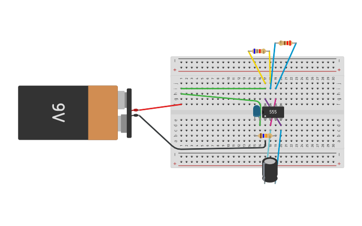 Circuit design blinking light - Tinkercad
