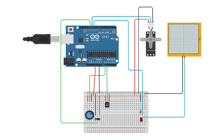 Circuit design Servo motor Position Control - Tinkercad