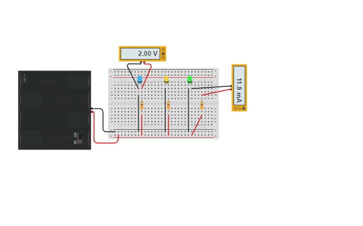 Circuit design Tarefa5_circuito mixto con 3 LEDS - Tinkercad