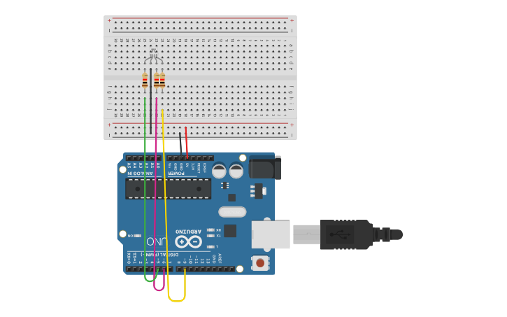 Circuit design LED RGB - Tinkercad