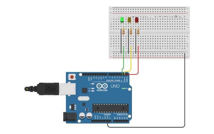 Circuit design Semaforo con arduino - Tinkercad