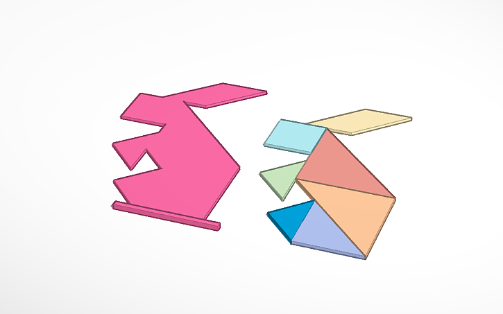 3D design Rabbit Tangram Puzzle Piece Base - Tinkercad