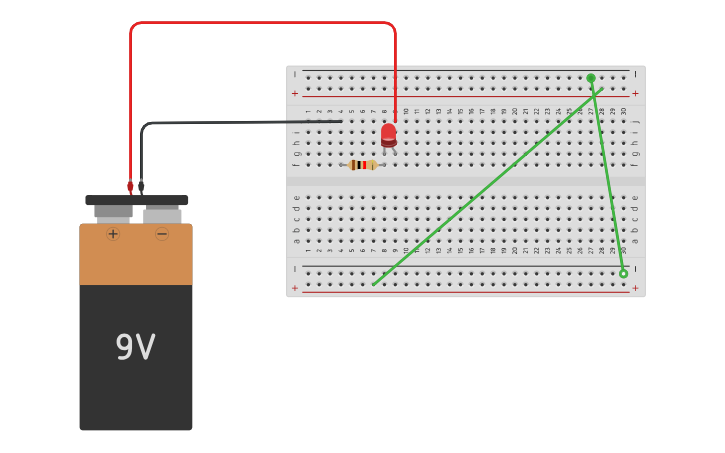 Circuit design 1 LED - Tinkercad
