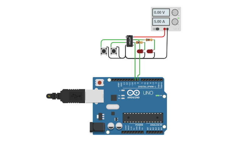 Circuit design LAB 3 - Rotary encoder simulator - Tinkercad