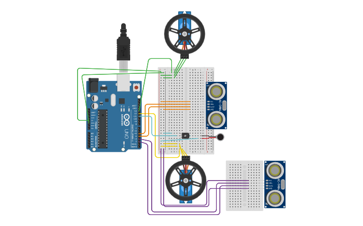 Circuit design Robot Wiring - Tinkercad