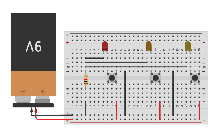 Circuit design Multiple Switch and LED in a Parallel Circuit - Tinkercad