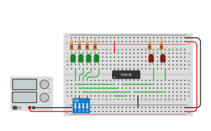 Circuit design 4:2 priority Encoder with priority order - Tinkercad