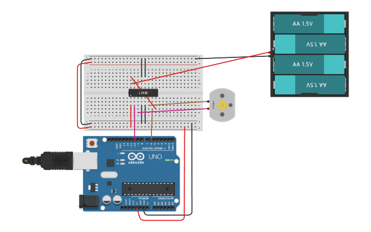 Circuit design H-bridge dc motor - Tinkercad