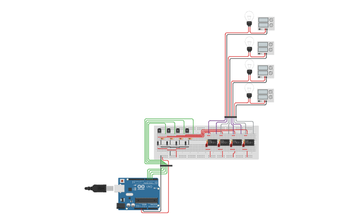 Circuit design Arduino 4-Relay Control with LED Status Indicators ...