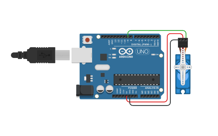 Circuit design servo motor with Arduino - Tinkercad