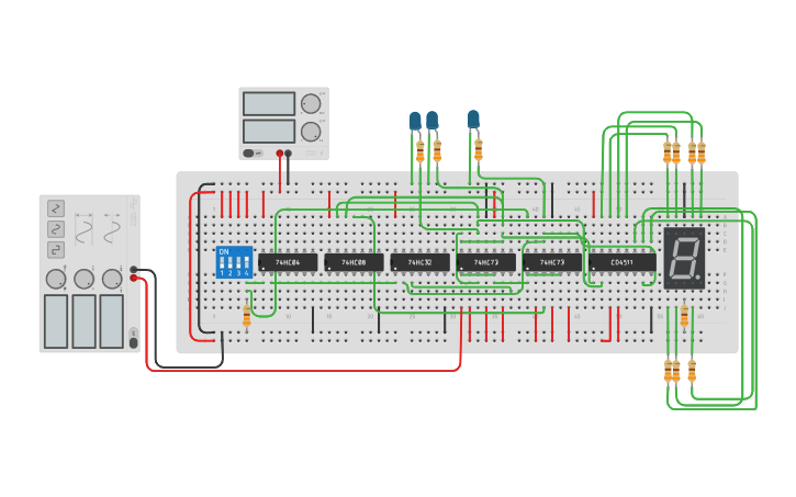 Circuit design SSD Odd or Even - Tinkercad